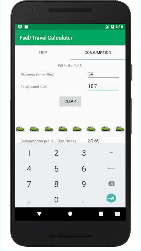 Calculation of fuel and travel