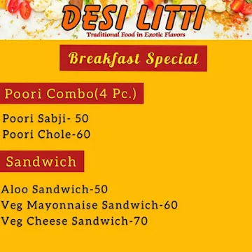 Desi Litti menu 