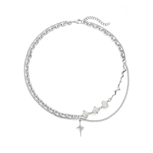 Title 2, Opal Titanium Steel Necklace for Men. A stylish...