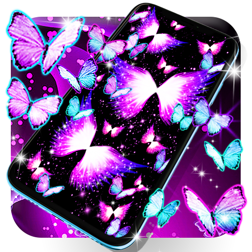 Neon butterflies glowing live wallpaper