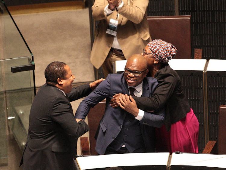 Geoff Makhubo is congratulated on his election as mayor of Johannesburg this week.