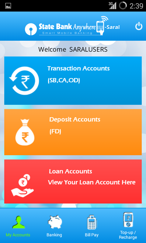State Bank Anywhere Saral Screen 2