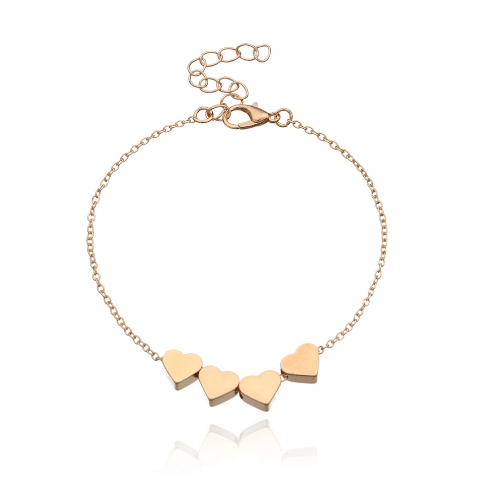 Zarte, koreanische Herz-Armbandkette für Damen und Mädchen. Schlichtes Design, perfektes Geschenk für Geburtstag und Party, modischer Schmuck.