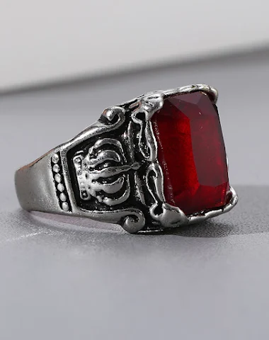 Bague vintage homme en acier titane - 0