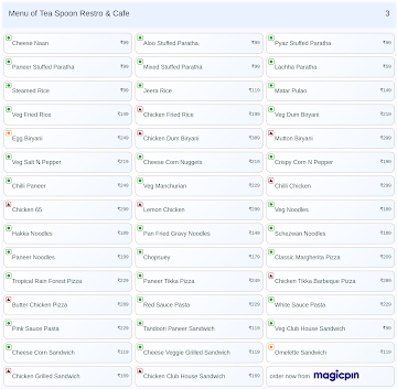Tea Spoon Restro & Cafe menu 