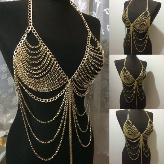 Populaire body chain op eBay, lang en sexy. Accentueer je figuur met dit modieuze accessoire, perfect voor feesten en speciale gelegenheden.