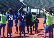 Pretoria Callies FC players applauds their fans at their Giant Stadium in Soshanguve, in Tshwane, after a 1-1 draw against Baberwa FC on January 25 2020. Callies are poised to win the ABC Motsepe Gauteng league and participate in the national playoffs as they lead the log with five points with seven matches remaining. 