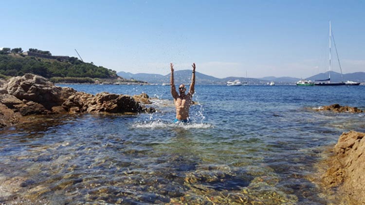 The author at a swimming hole in St. Tropez.