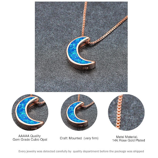 Title 3, Opal Moon Necklace Womens Simple Clavicle Chai...