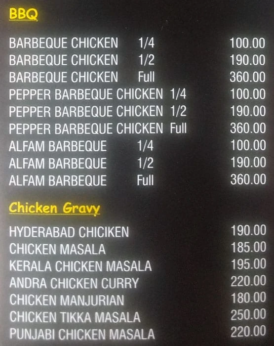 Falafel Signature menu 