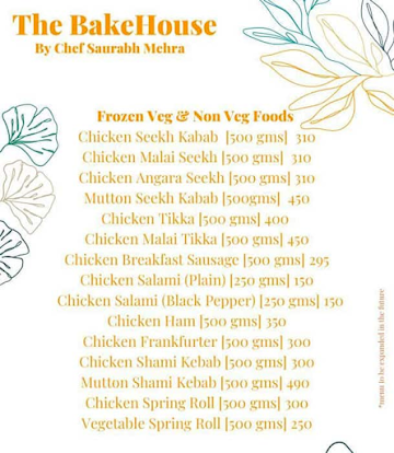 The Bake House By Chef Saurabh Mehra menu 