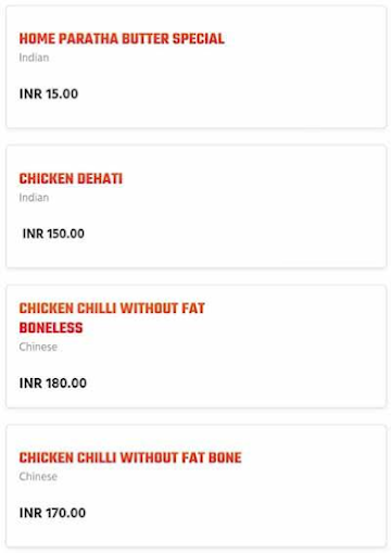 Shamayra Home Kitchen menu 