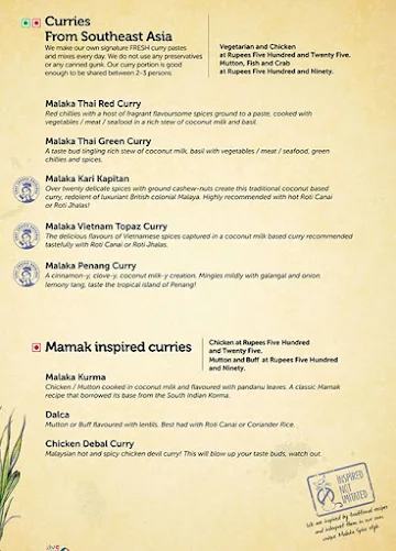 Malaka Spice menu 