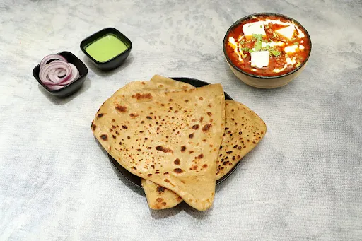 2 Plain Paratha With Paneer Butter Masala