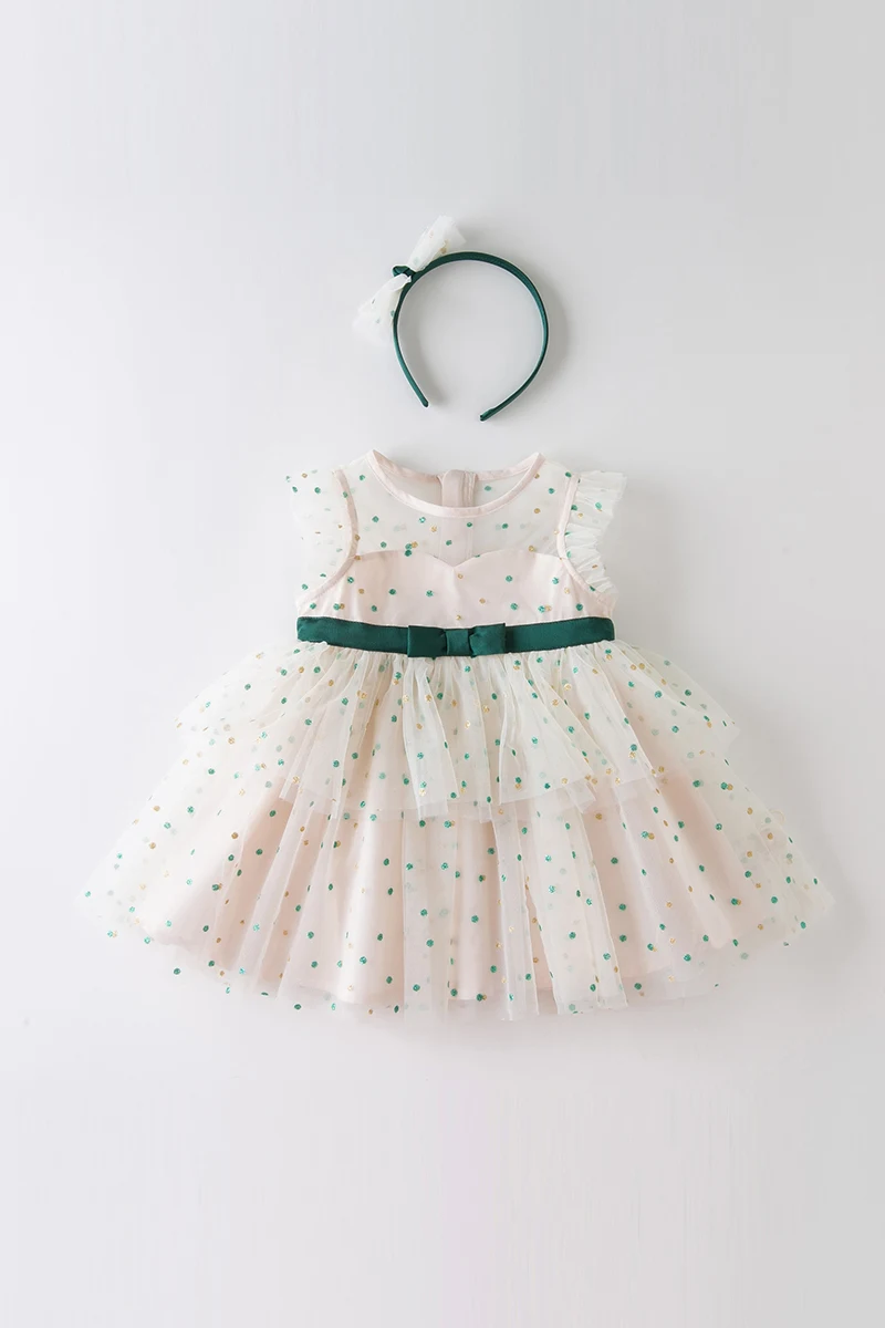 Title 5, Saia com véu e tiara para bebê menina, bolinhas...