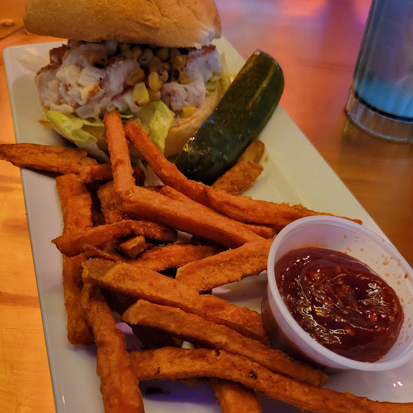 GF lobster roll with sweet potato fries