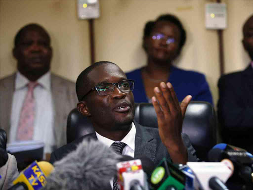 IEBC Chief Executive Officer Ezra Chiloba during a press conference atAnniversary Towers, Nairobi, on January 18. /FILE