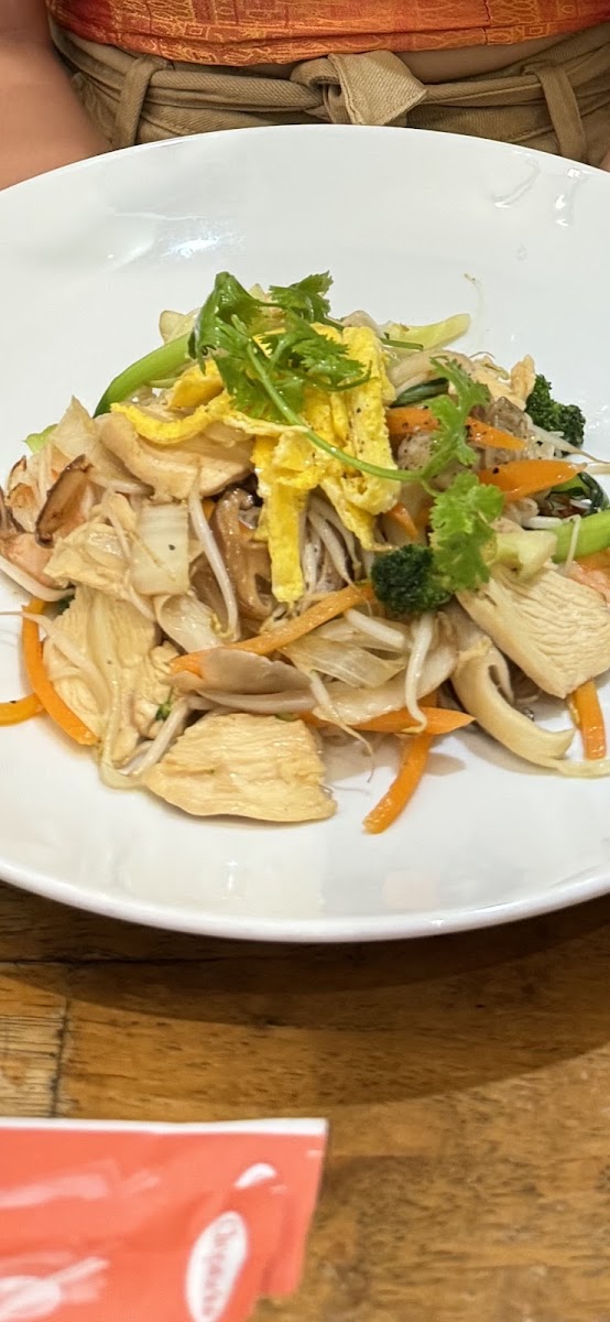 Singapore noodles with chicken (cooked using our brought megachef GF soy sauce)