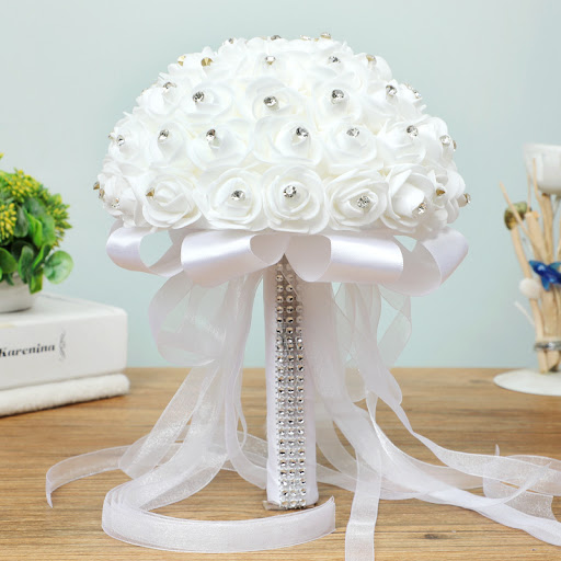 Title 5, Handmade Artificial Wedding Bouquets Rose Flowe...