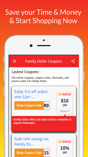 Screenshot Coupons for Family Dollar Code