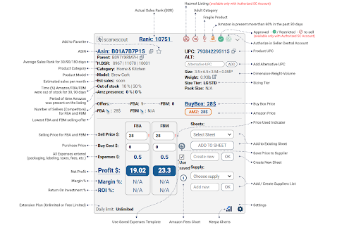 Amazon Sourcing Tool & FBA Calculator