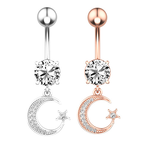 Title 3, Fashion Moon Star Zircon Belly Button Ring, a s...