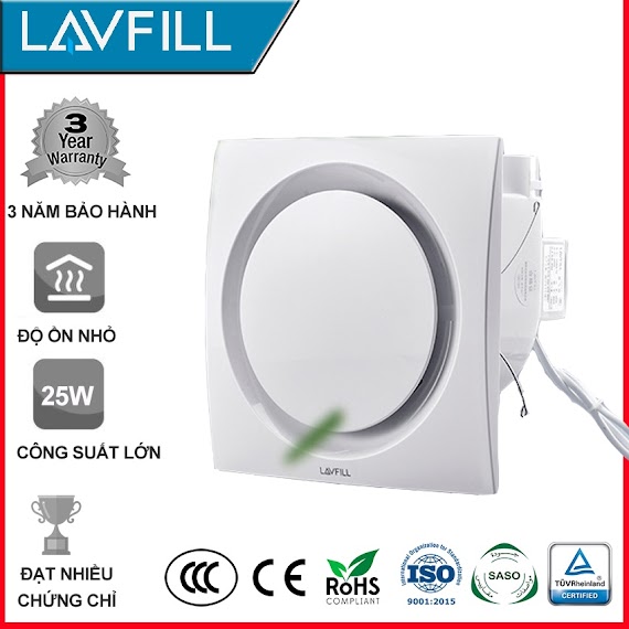 Quạt Thông Gió, Quạt Hút Gió Âm Trần - Ốp Trần Không Đèn Led Model Lavfill Lfcv - 16D