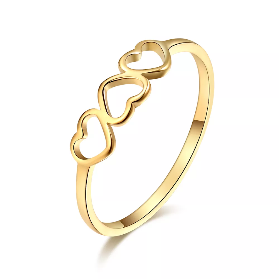 Bague en acier inoxydable 316L avec trois cœurs pour mariage et mode, symbole d'amour éternel, cadeau idéal pour elle et lui