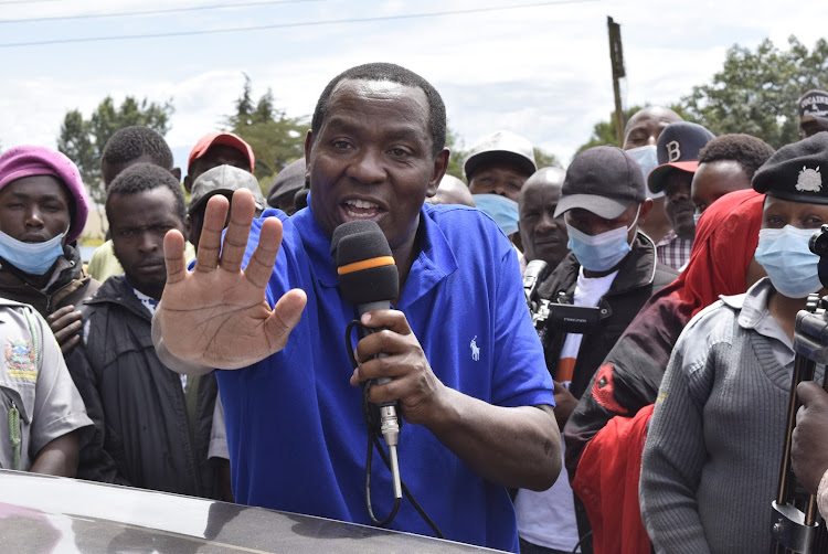 Laikipia Governor Ndiritu Muriithi during an inspection of roads being rehabilitated by the county.