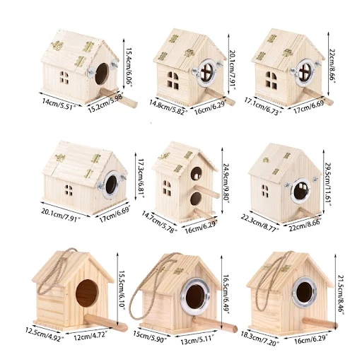 Bird Breeding Box Hanging Wood Nest Parrot House Cage Mating Box for Lovebird