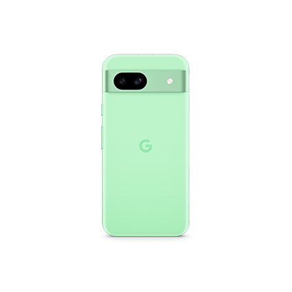 Aloe カラーの Google Pixel 8a の前面と背面。