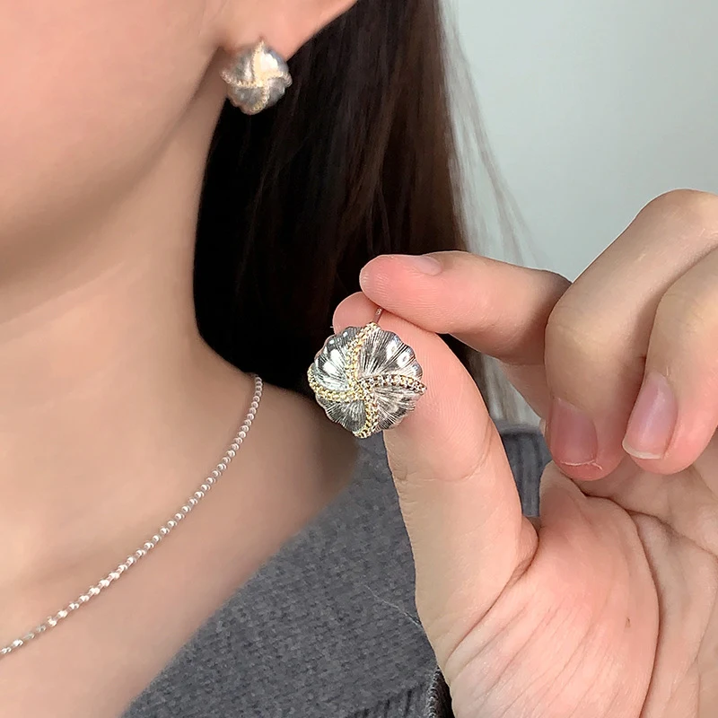 Brushed Carved Texture High-grade Earrings in 925 Sterling Silver. Sophisticated design for lasting elegance and everyda