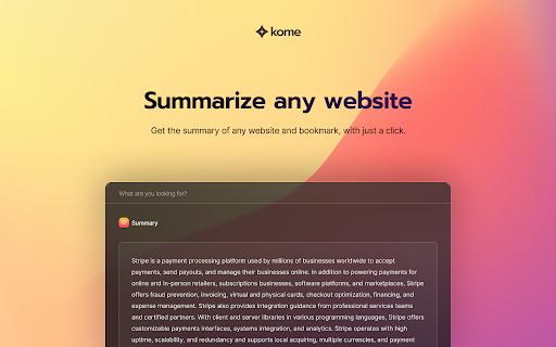 Kome: AI Summary and Bookmark App