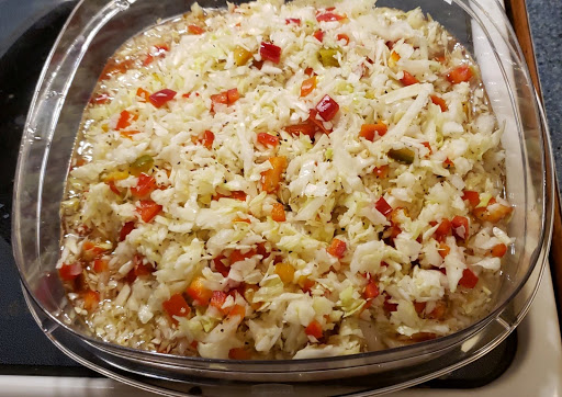 Pepper cabbage just made from veggies from our garden.   