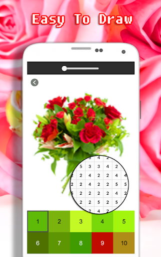 Rose Flowers Coloring By Number - Pixel Art