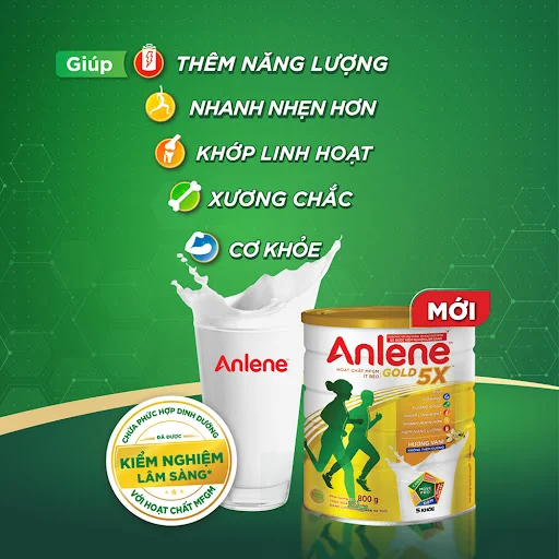 Sữa bột bổ sung dinh dưỡng Anlene Gold 5X  Vanilla 800g