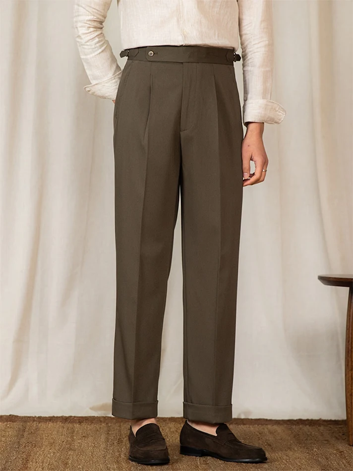 Pantalones de traje rectos de cintura alta para hombre, casuales, cómodos y elegantes, ideales para el día a día y ocasiones especiales.