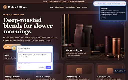 Visual Feedback Capture: UI Reviews, Bug Reports & AI Prompts screenshot 2
