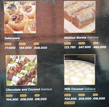 Mardin Baklava menu 