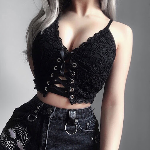 Title 5, Dark V-neck lace camisole womens outerwear, sex...