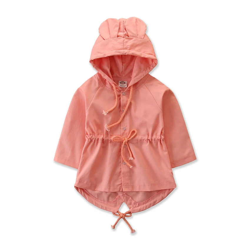 Casaco infantil fofo com orelhas de coelho INS, trench coat adorável e impermeável. Ideal para manter as crianças aquecidas e estilosas.