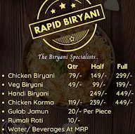 Rapid Biryani menu 1