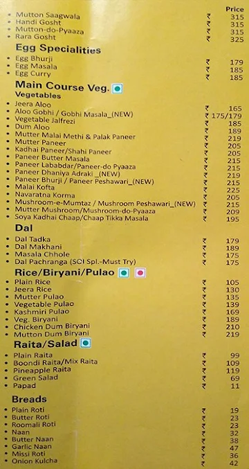 Spice Of India menu 