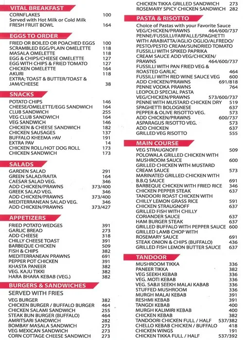 Leopold Cafe & Bar menu 