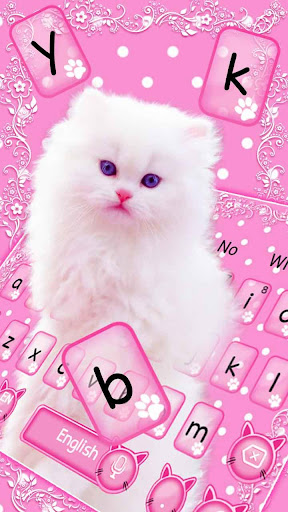 Cute Pink Kitty Keyboard Theme 10001001 screenshots 1