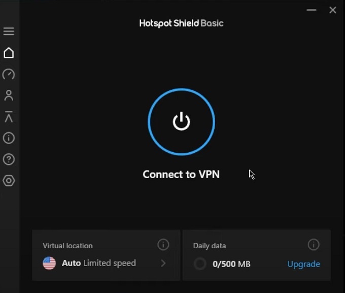 HotspotShield user interface