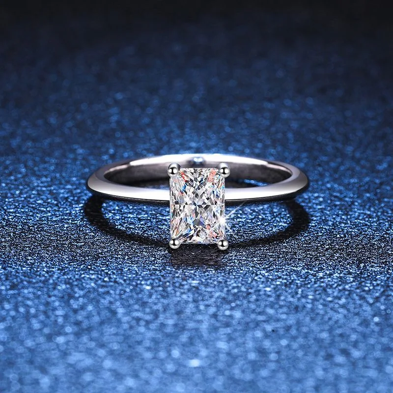 Title 6, S925 Zilveren Ring met Moissanite 1 Karaat Kleu...