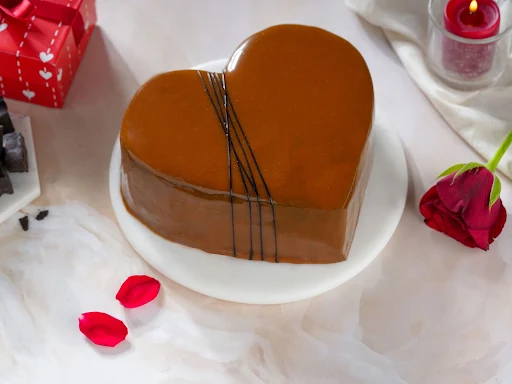Caramel Truffle Heart Cake