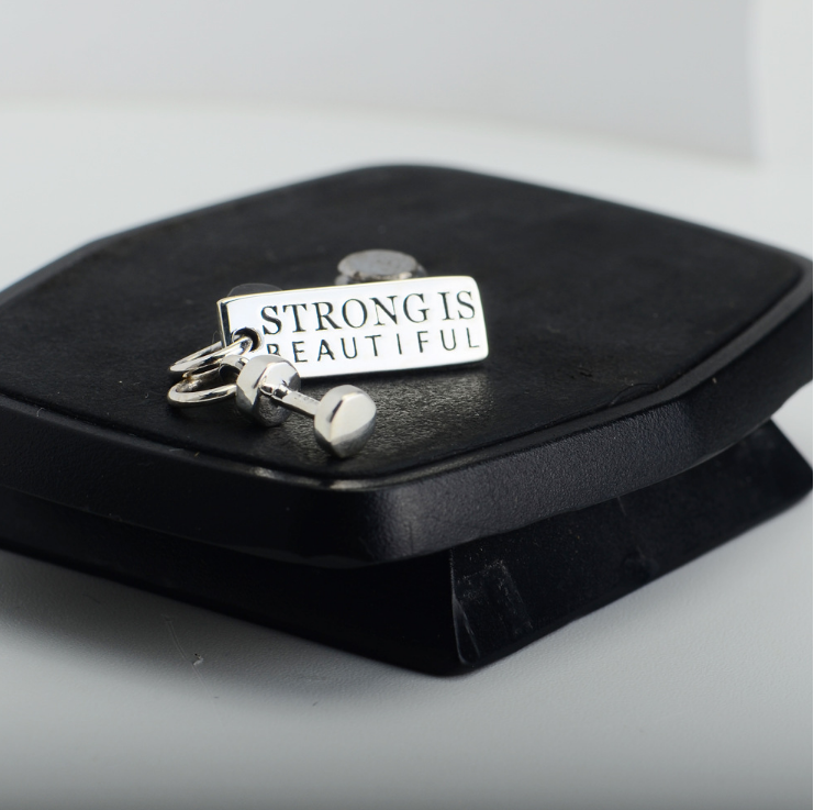 S925 Sterling Silver Fitness Necklace Dumbbell Pendant. A stylish and motivational accessory for fitness enthusiasts. Pe