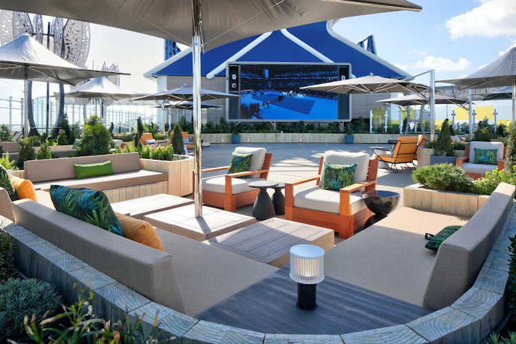 The Rooftop Garden offers guests a place to enjoy games and activities in a vibrant outdoor setting. 